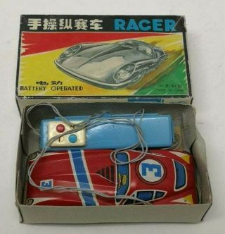 Vintage Tin Battery Operated Racer With Remote Control