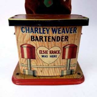 Vintage Battery Operated Charlie Weaver Bartender Tin Toy 3