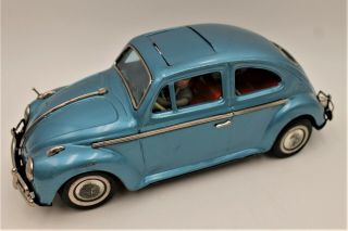 Rare Vintage 1960s Bandai Volkswagen Beetle B/o Tin Litho Toy Vw W/ Sunroof
