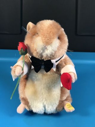 Gemmy Dancing Singing Hamster With Rose And Heart - Sings " I Think I Love You "