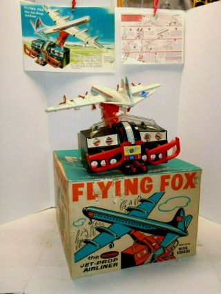 Old 1959 Remco Battery Op Flying Fox Airplane W/orig.  Box,  Poster,  Etc.  A, .