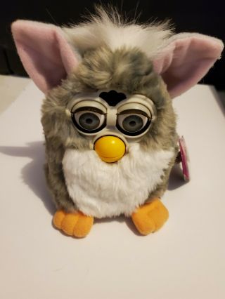 1998 Furby Gray White Pink Ears Vintage Model 70 - 800 Tiger.