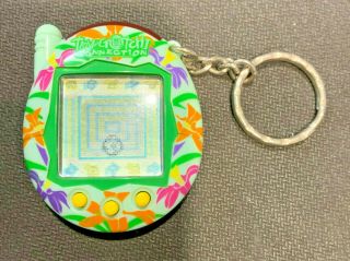 Tamagotchi 2004 Connection Green With Flowers Virtual Pet