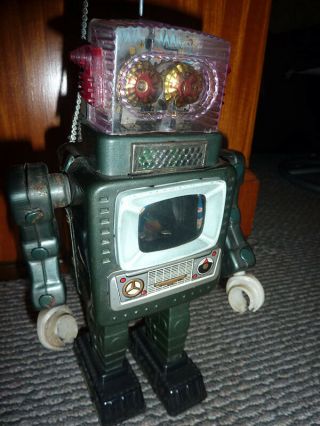 Alps Television Spaceman Robot Battery Operated Tin Japan