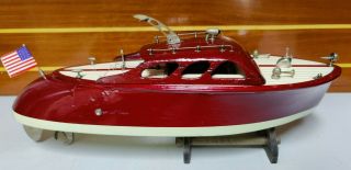 Vintage 1950s Ito Drake Tail Style Battery Operated Wooden Model Boat