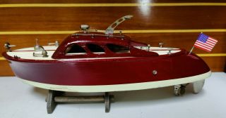 Vintage 1950s ITO Drake Tail Style Battery Operated Wooden Model Boat 2