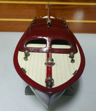 Vintage 1950s ITO Drake Tail Style Battery Operated Wooden Model Boat 3