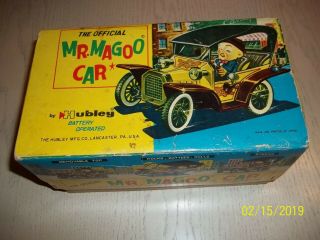 Vintage Hubley Mr Magoo Car Battery Operated Tin Litho Toy W/box 1961
