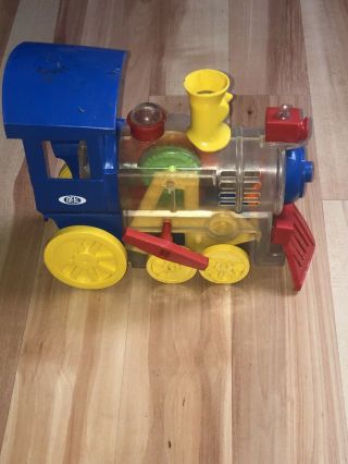 1974 Ideal Think & Learn Toot - Loo - Locomotive Clear Wind Up Whistling Toy Train