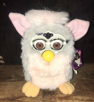 1998 Furby Gray Pink With Black Spots Brown Eyes Model 70 - 800 Tiger Vintage