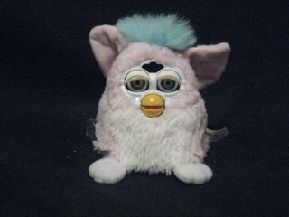 Vintage Furby Babies Pink And Blue Green Eyes Tiger Very Chatty Toy