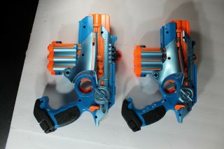 2 Nerf Blue Lazer Tag Phoenix Ltx Laser Blaster Pistol Tiger Guns Pair