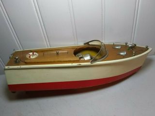 Vintage Rico Wooden Model Battery Operated Speed Boat W Box Japan 1950 
