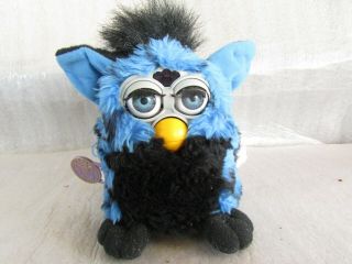 Vintage Furby 1999 Tiger Electronics Blue Black Sneezes & Sings Drill Call T