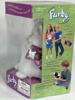 (Not Tested/Factory) 1998 Furby White w Pink Ears Green Eyes 3