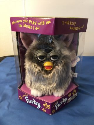 Vtg Furby Owl Silver Fur Pink Ears & Green Eyes Electronic Toy 70 - 800 As - Is