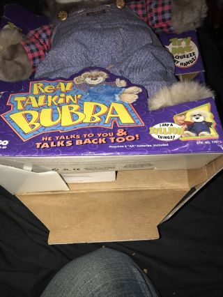 Vintage 1998 Mattel Real Talkin ' Bubba Talking Bear Attached Box Is Rough 2