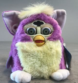 Vintage Gen Two Furby Baby Springtime Purple/pink/yellow Fur Green Eyes