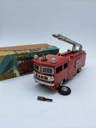 Vintage Japan Tin Toy 540 Chemical Fire Engine Ladder Truck Friction Not Workin