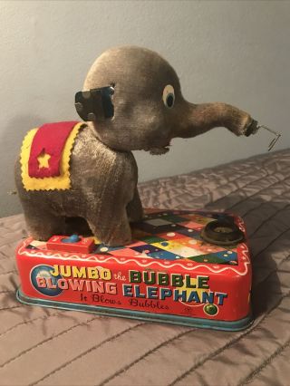 Jumbo the Bubble Blowing Elephant Tin Toy Missing Ear 2