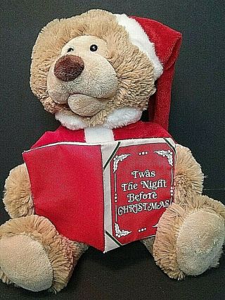 Animatronics Sound N Light Plush Bear Sings Twas Night Before Christmas 14 "
