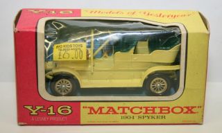 Vintage Matchbox Models Of Yesteryear 1904 Spyker Y - 16 Y16 Yellow Boxed