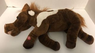 Brown Horse Animated Snoring Talking Breathing Plush Sound & Light Stuffed E4