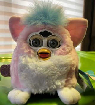 Vintage 1999 Generation One Furby Baby Pink Pink Fur Gray Eyes W/ Tags
