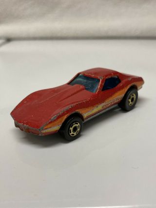 Hot Wheels Corvette Stingray Red 1980 Made In Hong Kong Diecast 1:64 Gold Rims