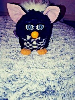 The First Furby 1998 Tiger Electronics Vintage Black White Checkered