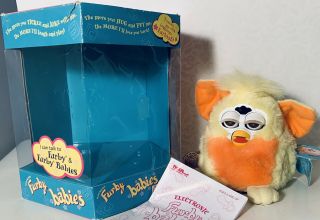 Vintage 1999 Tiger Electronics Electronic Furby Babies Orange/yellow Box