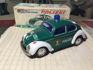 For Lilcarlos13 Tin Battery Operated Volkswagen Polizei/ Police Car 1960s Japan