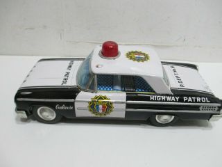 1963 FORD GALAXIE HIGHWAY PATROL CAR BATTERY OP N COND MADE N JAPAN 3