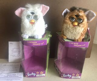 2 Vintage 1998 Furby 70 - 800 With Boxes