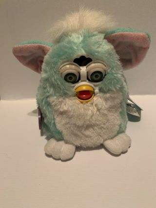 1999 Furby Babies Baby Blue With Pink Ears Model 70 - 940 With Tags