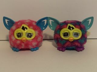 2013 Mini Furby X 2 Pink White And Blue Ears,  Purple Pink Blue Light Blue Ears