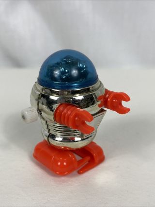 Vintage 1977 Tomy Toy Windup Walking Robot Silver Blue Orange