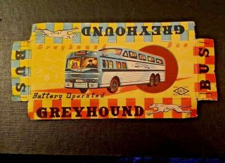 Vintage Kkk Japan Tin Litho Greyhound Bus,  Battery Op Toy Vehicle Box Top Only