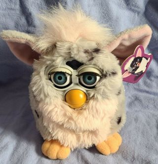 1998 Furby 70 - 800 Gray Black Spots Pink Belly Ear - With Tags No Box