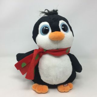 Cute Sound N Light Animatronics Christmas 9 " Singing Penguin Wings Flap -