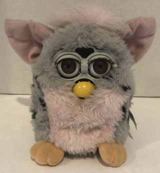 1998 Furby 70 - 800 Gray Black Spots Pink Belly Ear Not