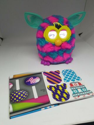 2012 Hasbro Electronic Furby Boom Pink And Blue Hearts