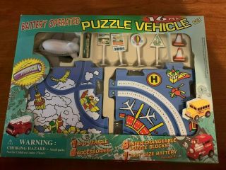 Battery Operated 16 Piece Puzzle Vehicle - Airplane -