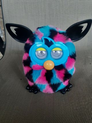 2012 Hasbro - Electronic - Furby Boom - Blue Pink Black Triangles Edition (read)