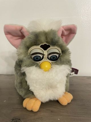 1998 Tiger Gray And White Furby With Tag Model 70 - 800 Non