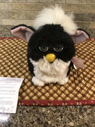 1998 Furby 70 - 800 Black With White Mohawk Tiger Electronic Interactive Toy