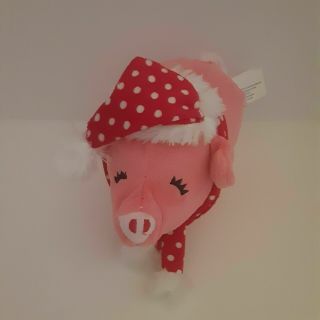 Gemmy Singing Plush Pig Pink Christmas Santa Hat Sings Walks Stuffed Animal Rare