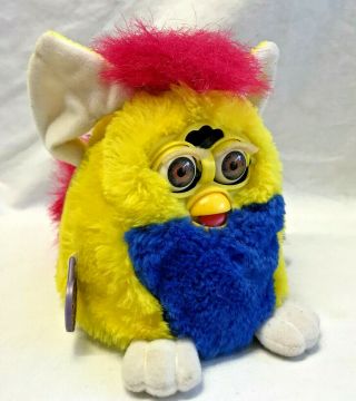 Furby Baby Yellow/blue Pink Mohawk 1999 Tiger Electronics Talking Toy