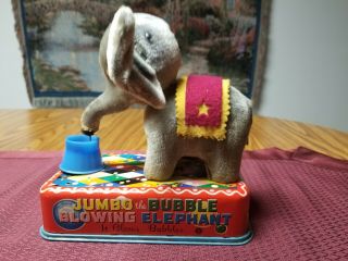 Jumbo The Bubble Blowing Elephant Tin Toy 1950s (not)