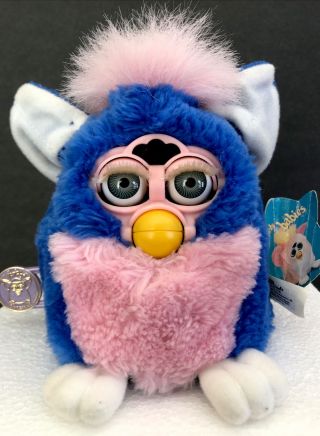 Furby 1999 Tiger Pink And Blue Gray Eyes With Tag.  Very.  Not